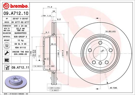 BREMBO 09.A712.11 Brake Disc