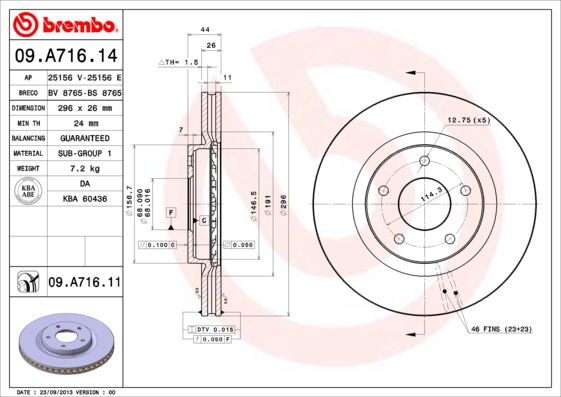 BREMBO 09.A716.11 Brake Disc