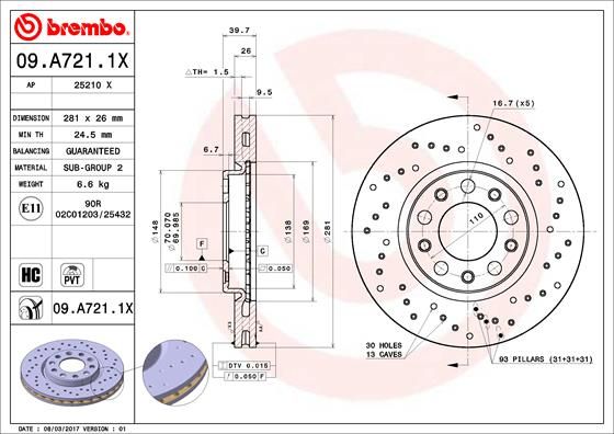 BREMBO 09.A721.1X Brake Disc
