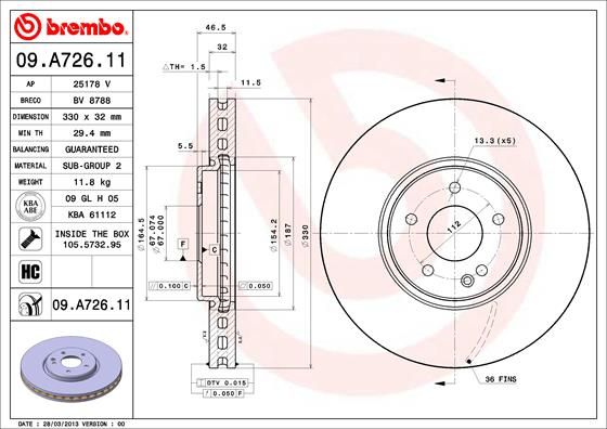 BREMBO 09.A726.11 Brake Disc
