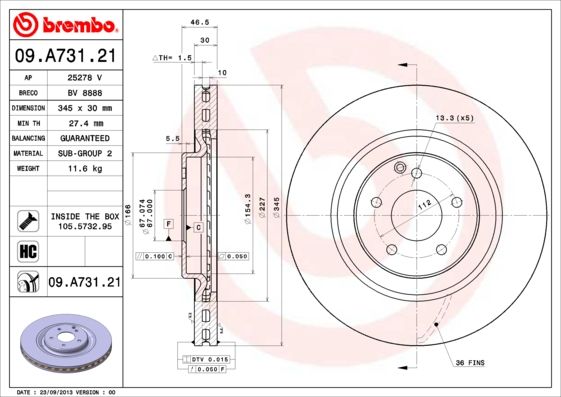 BREMBO 09.A731.21 Brake Disc
