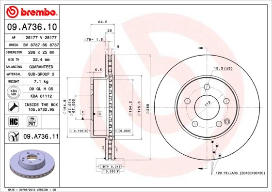 BREMBO 09.A736.11 Brake Disc