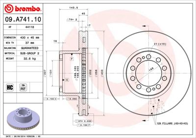 Brake Disc BREMBO 09.A741.10