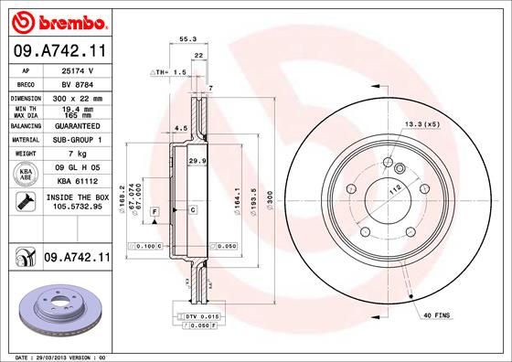 BREMBO 09.A742.11 Brake Disc