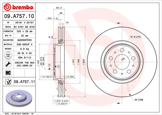 BREMBO 09.A757.10 Brake Disc