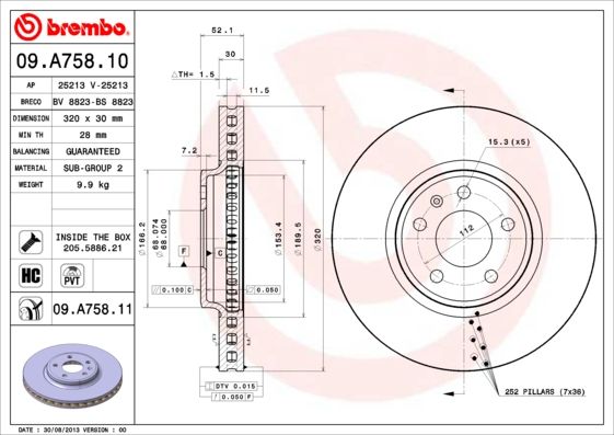 BREMBO 09.A758.10 Brake Disc