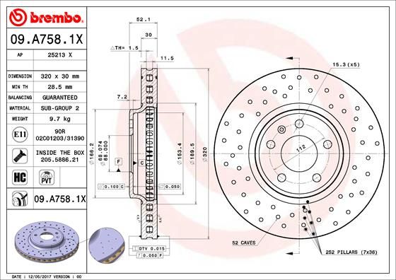 BREMBO 09.A758.1X Brake Disc