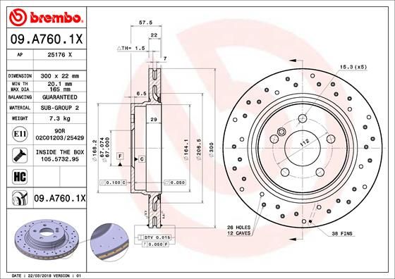 BREMBO 09.A760.1X Brake Disc
