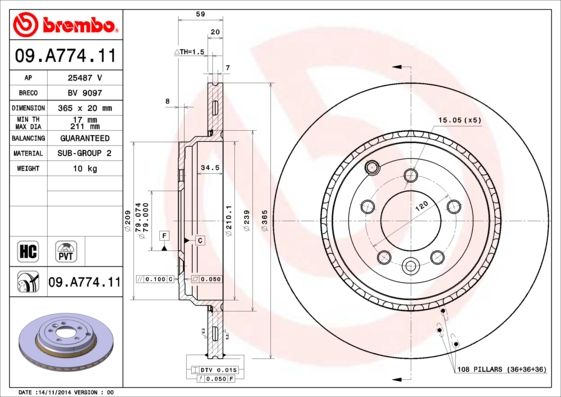 BREMBO 09.A774.11 Brake Disc