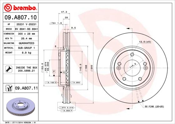 BREMBO 09.A807.10 Brake Disc