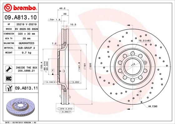 BREMBO 09.A813.10 Brake Disc
