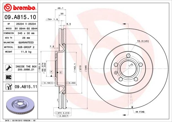 BREMBO 09.A815.10 Brake Disc