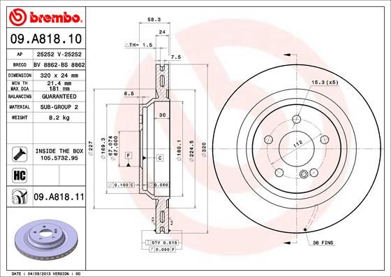 BREMBO 09.A818.11 Brake Disc