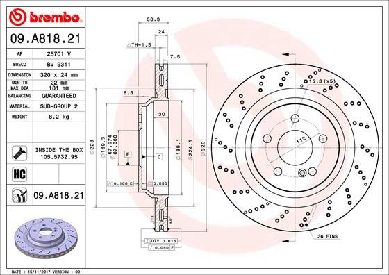 BREMBO 09.A818.21 Brake Disc