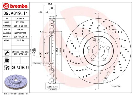 BREMBO 09.A819.11 Brake Disc