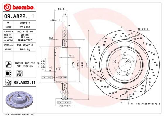 BREMBO 09.A822.11 Brake Disc