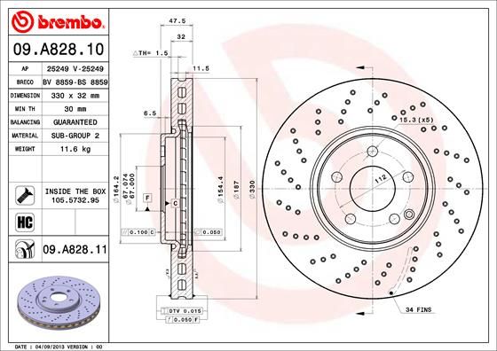 BREMBO 09.A828.11 Brake Disc