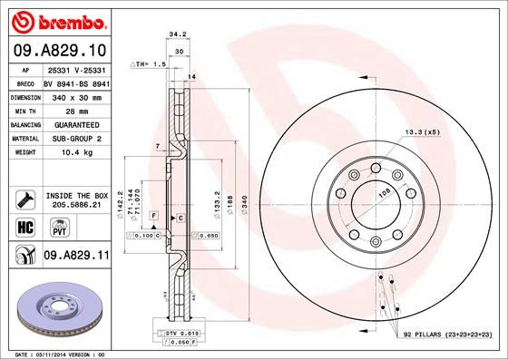 BREMBO 09.A829.11 Brake Disc