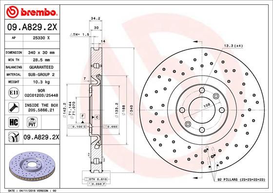BREMBO 09.A829.2X Brake Disc