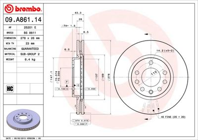 Brake Disc BREMBO 09.A861.14