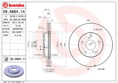 Brake Disc BREMBO 09.A864.14