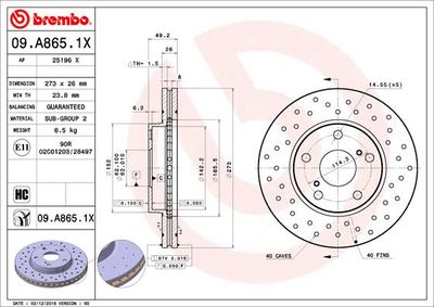 Brake Disc BREMBO 09.A865.1X