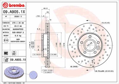 Brake Disc BREMBO 09.A905.1X