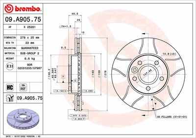 Brake Disc BREMBO 09.A905.75