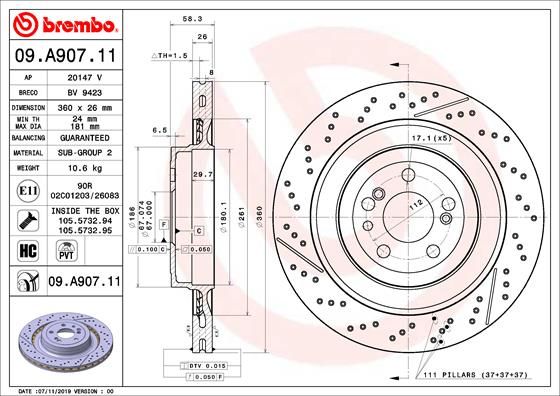 BREMBO 09.A907.11 Brake Disc