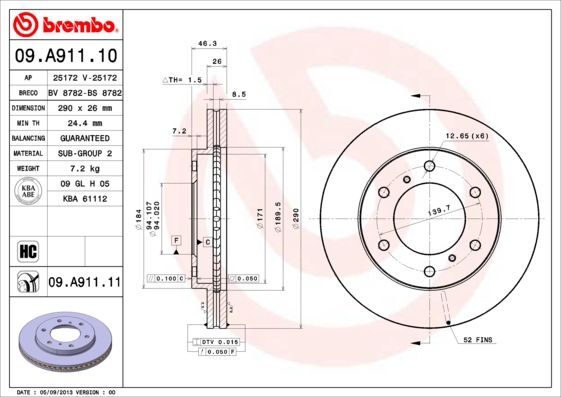 BREMBO 09.A911.11 Brake Disc
