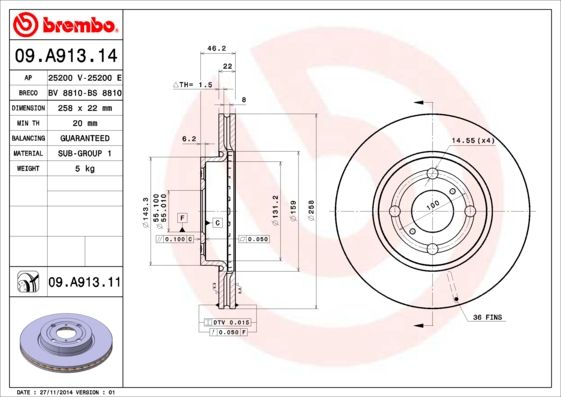 BREMBO 09.A913.14 Brake Disc