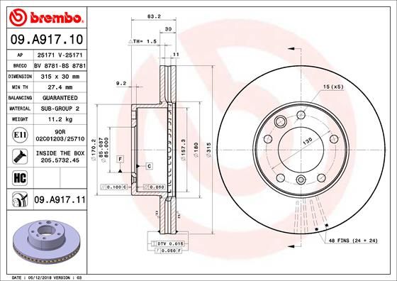 BREMBO 09.A917.10 Brake Disc