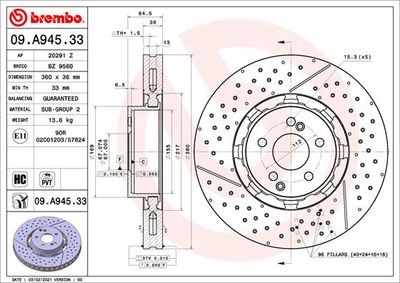 Brake Disc BREMBO 09.A945.33