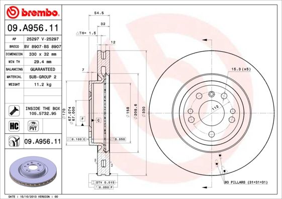 BREMBO 09.A956.11 Brake Disc