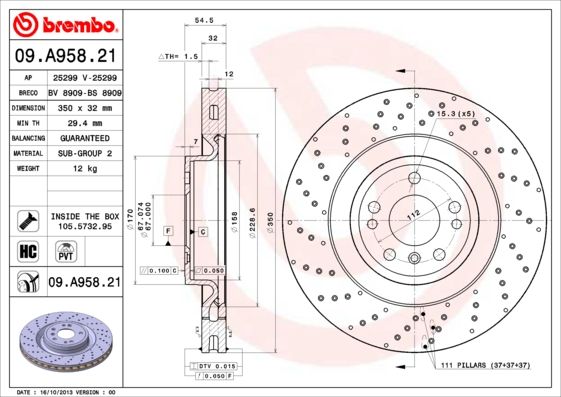 BREMBO 09.A958.21 Brake Disc