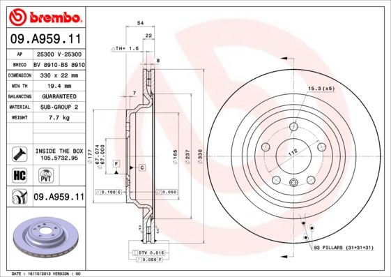 BREMBO 09.A959.11 Brake Disc