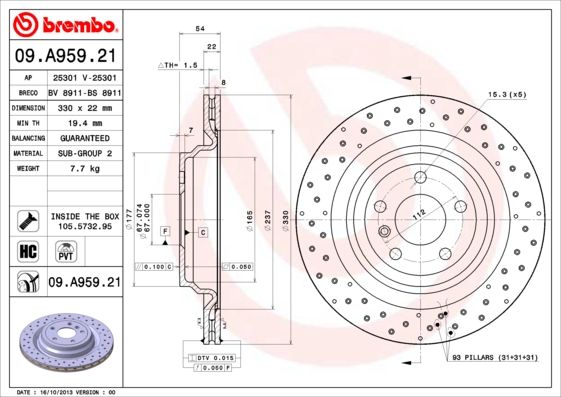 BREMBO 09.A959.21 Brake Disc