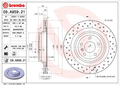 Brake Disc BREMBO 09.A959.21