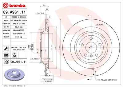 Brake Disc BREMBO 09.A961.11