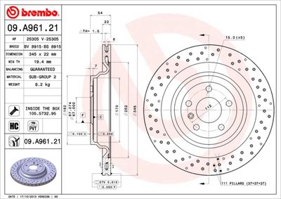 Brake Disc BREMBO 09.A961.21