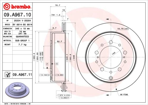BREMBO 09.A967.10 Brake Disc