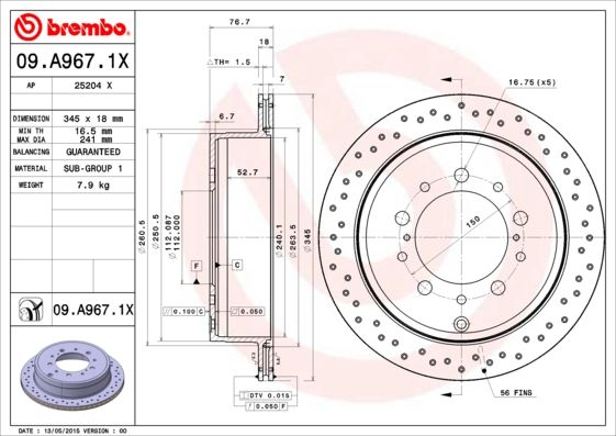BREMBO 09.A967.1X Brake Disc