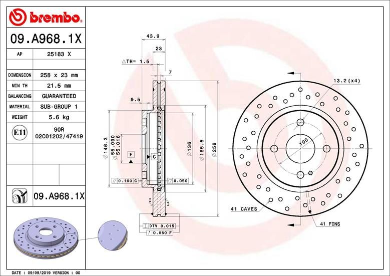 BREMBO 09.A968.1X Brake Disc