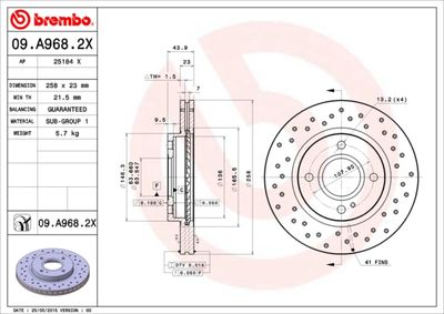 Brake Disc BREMBO 09.A968.2X