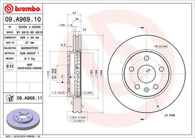 Brake Disc BREMBO 09.A969.10