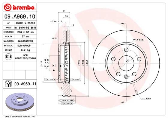 BREMBO 09.A969.11 Brake Disc