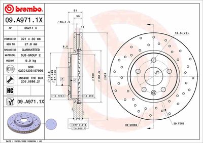 Brake Disc BREMBO 09.A971.1X