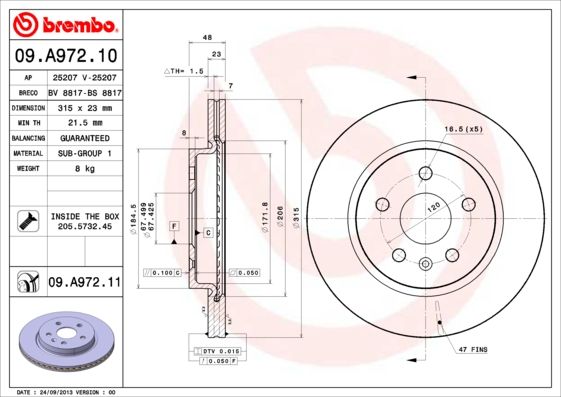 BREMBO 09.A972.10 Brake Disc