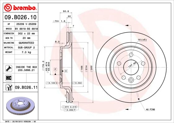 BREMBO 09.B026.11 Brake Disc