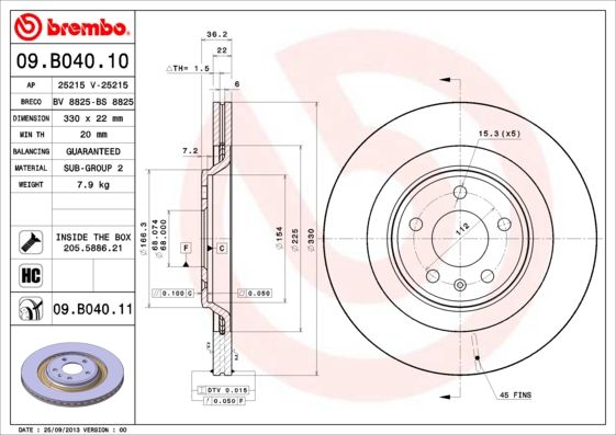 BREMBO 09.B040.10 Brake Disc